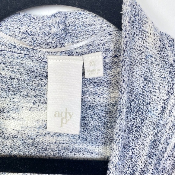 Ady P Space Dye Draped Open Front Waterfall Long Sleeve Cardigan in Blue Size XL - Picture 2 of 11